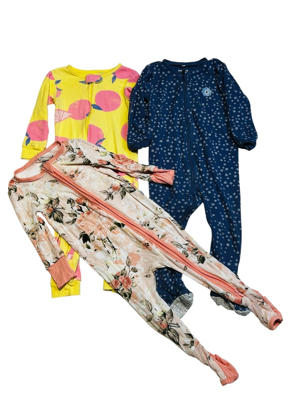 Baby footies pyjamas 18 m Posh Peanut Pink Peach Floral Baby Pajama